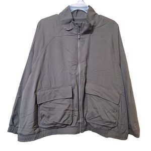 Old Navy Active StretchTech Full Zip Windbreaker Jacket Gray Womens 4X
